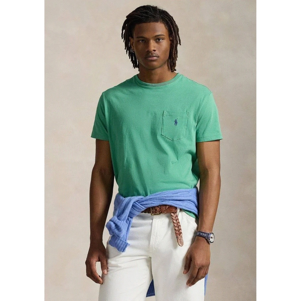 Polo Lauren Ralph t-shirt tee mens 4XB green cotton pocket classic crew $59